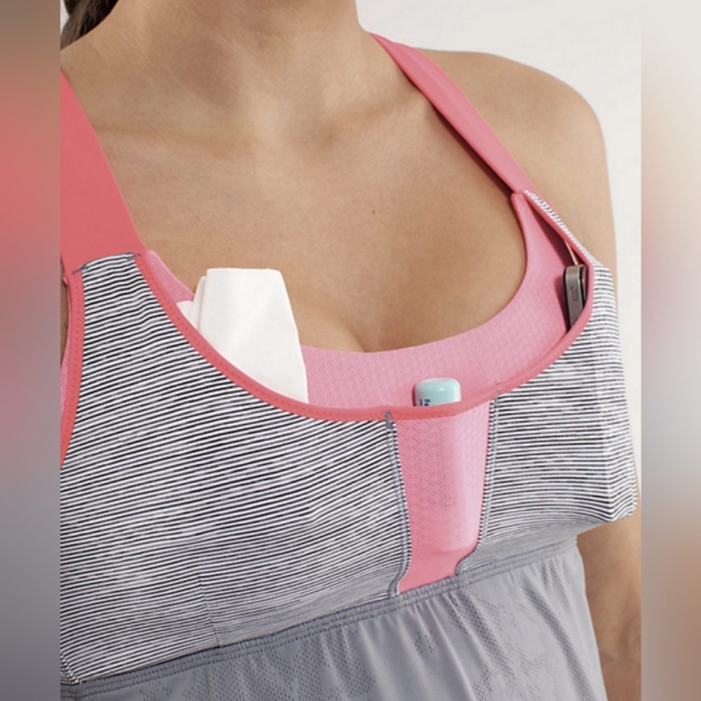 Lululemon - Sz 6 Stuff Your Bra tank, built in bra Gray Hot Pink workout gym top